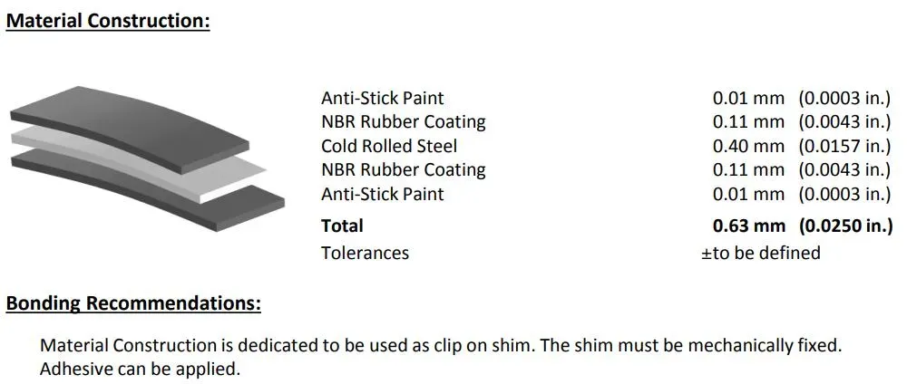 Auto Parts Brake Pad Hardware Anti Noise Shim/Brake Pad Shim